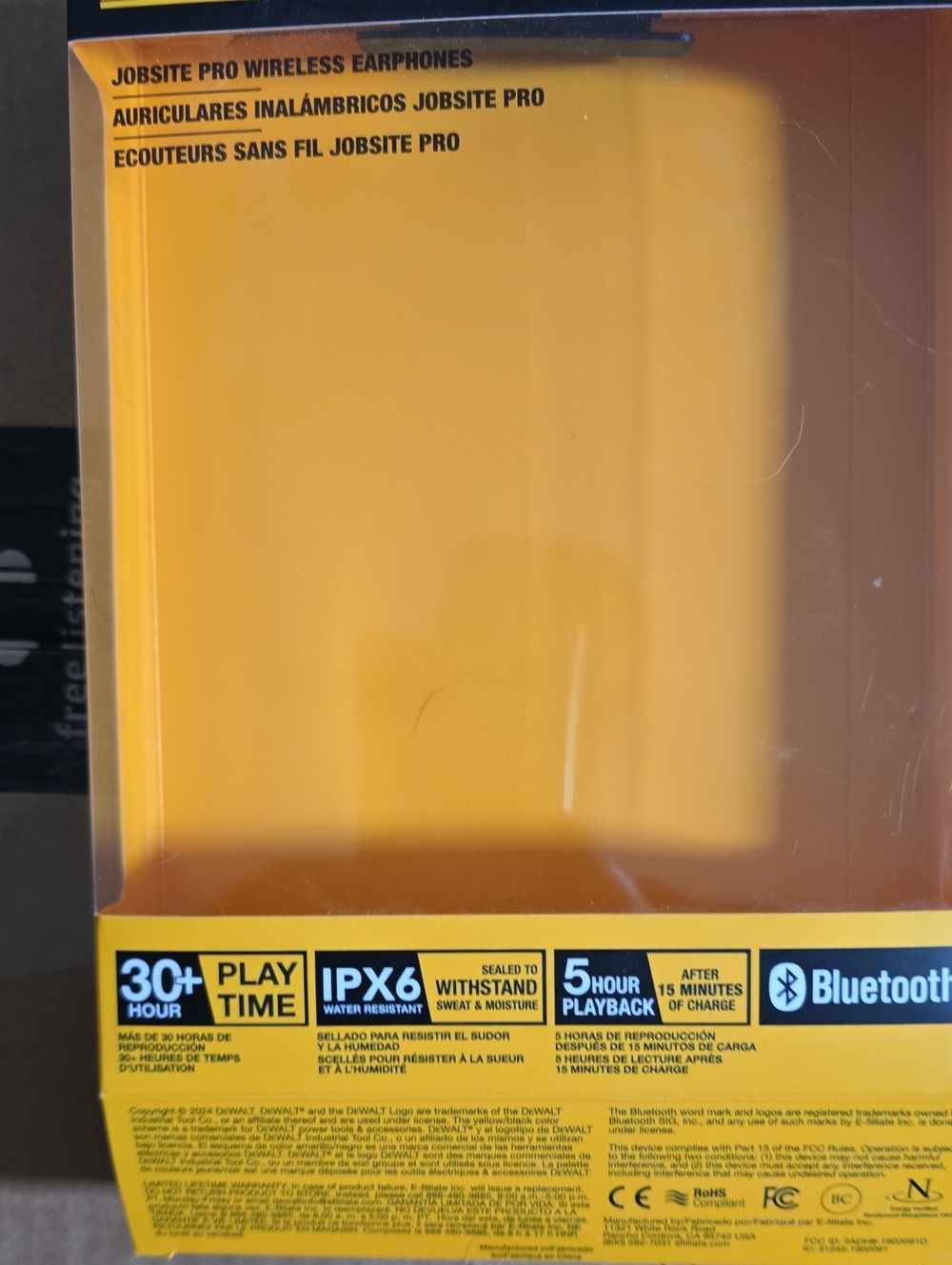 DeWalt Jobsite Pro Wireless Earphones — Yellow